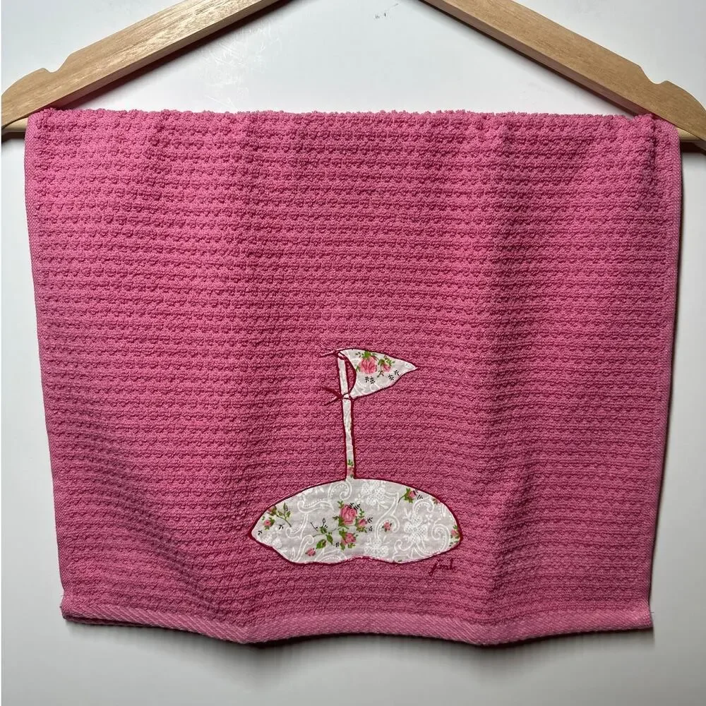 Dish Towels Handmade Golf Design by Casa Fina From Cecil Saydah Co Pink Cotton